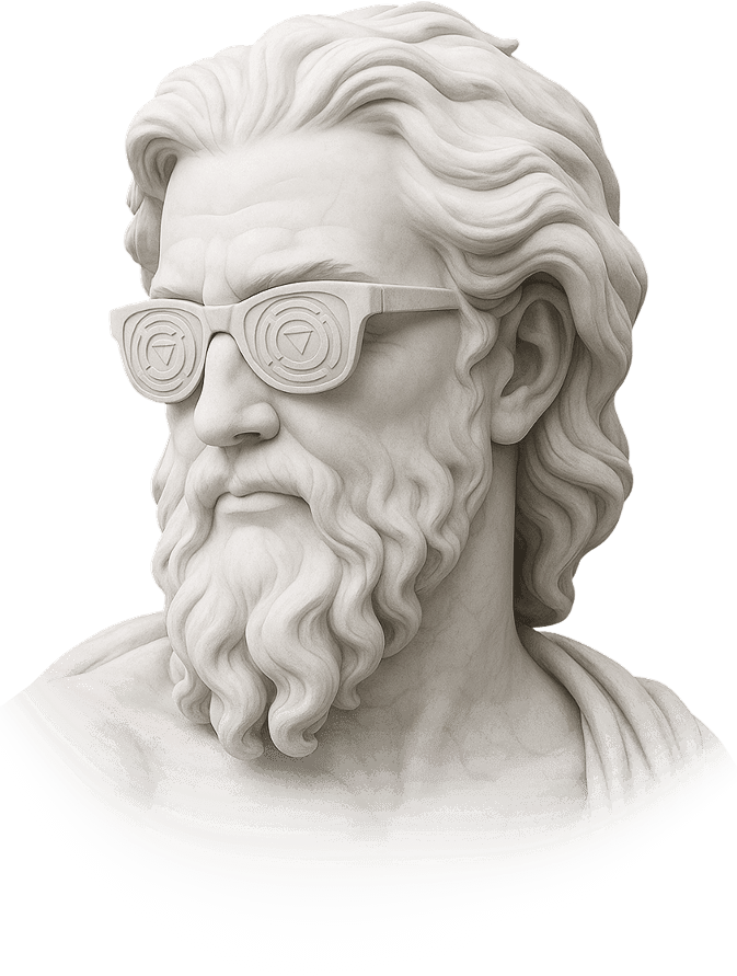 Classical Odos character wearing token-inscribed glasses